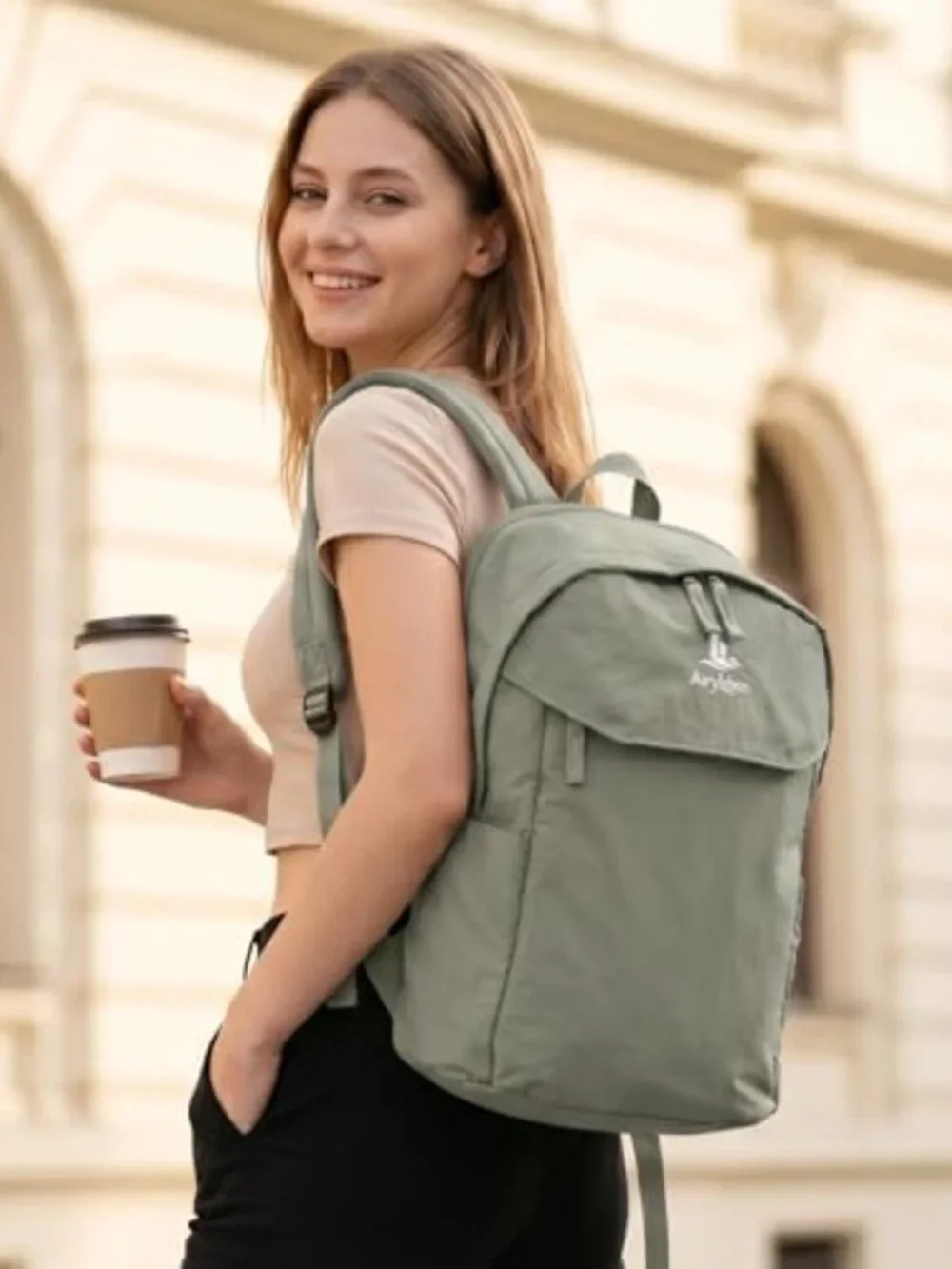 Stylish Sage Green Commuter Backpack for 15.6